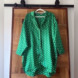 Victoria’s Secret | Vintage Gold Label Green Polka Dot Mini Dress Nightgown